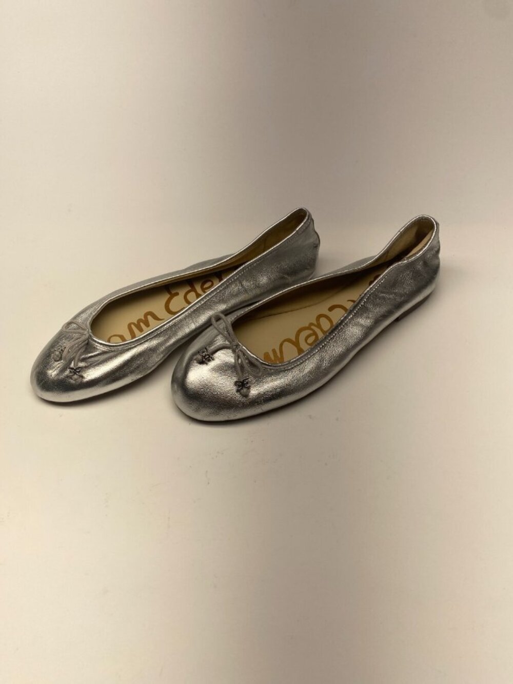 Sam Edelman Womens Felicia Silver Leather Ballet Flats Sz 8.5